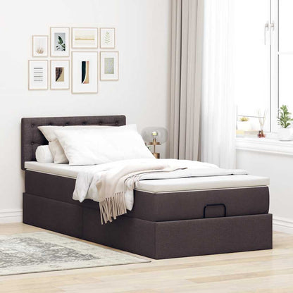 Ottoman bed met matras 80x200cm stof donkerbruin