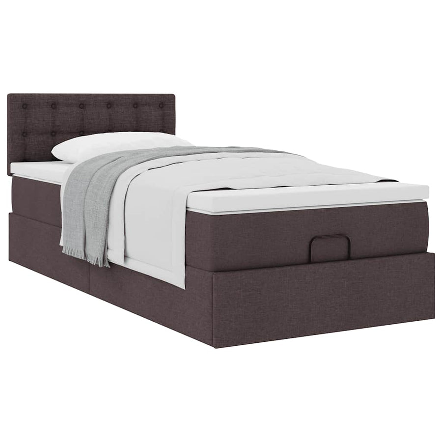 Ottoman bed met matras 80x200cm stof donkerbruin