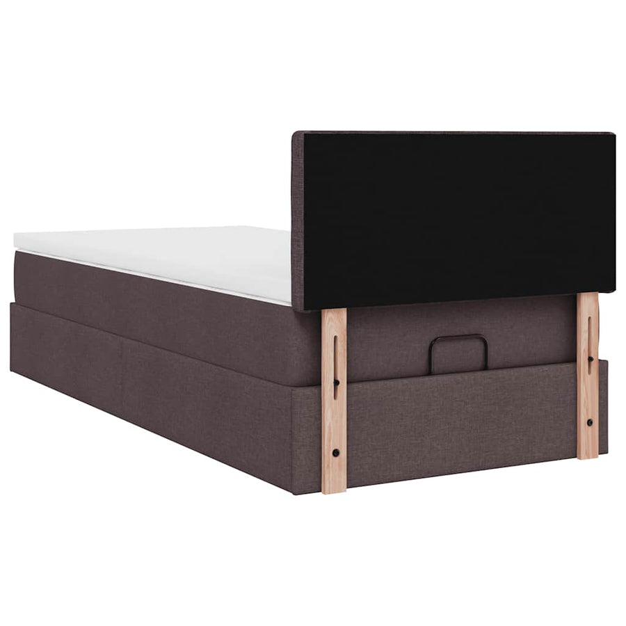 Ottoman bed met matras 80x200cm stof donkerbruin