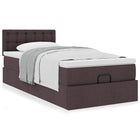 Ottoman bed with mattress 80x200cm dark brown fabric