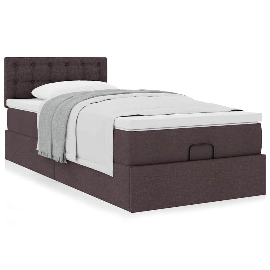 Ottoman bed met matras 80x200cm stof donkerbruin