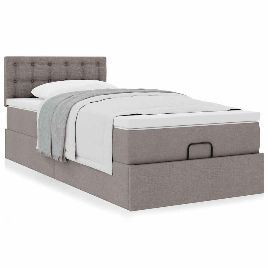 Ottoman bed met matras 80x200cm stof taupe