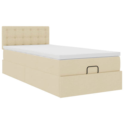 Ottoman bed met matras 80x200cm stof crèmekleurig