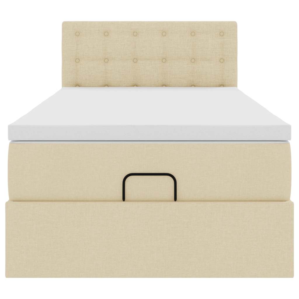 Ottoman bed met matras 80x200cm stof crèmekleurig
