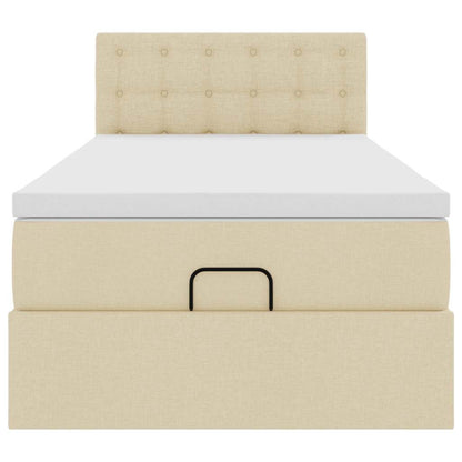 Ottoman bed met matras 80x200cm stof crèmekleurig