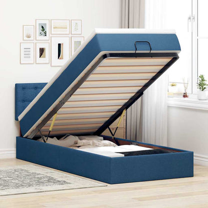 Ottoman bed met matras 80x200cm stof blauw