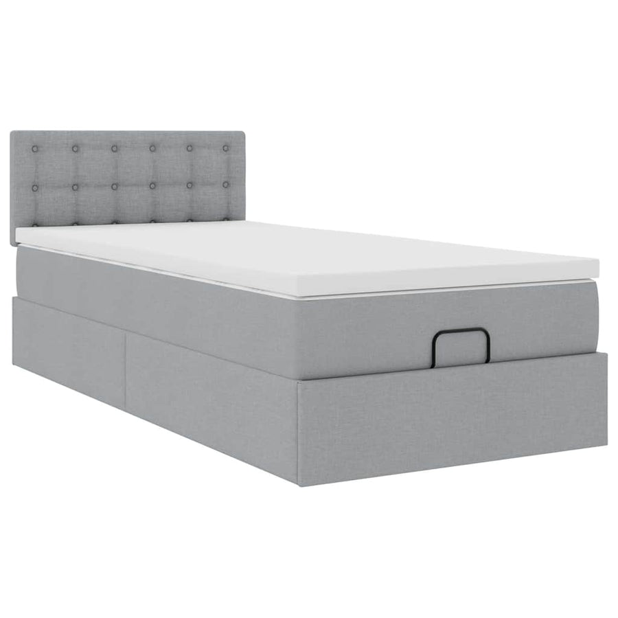 Ottoman bed met matras 90x190cm stof lichtgrijs