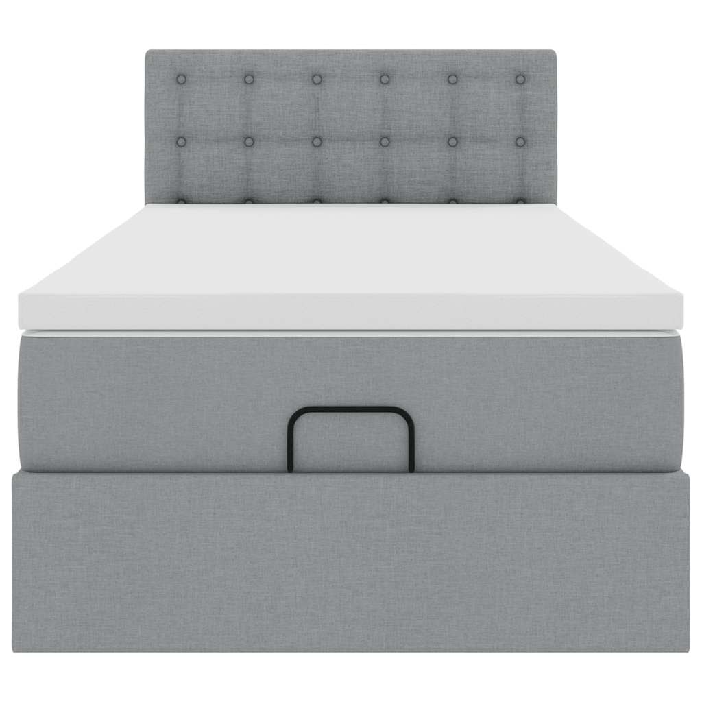 Ottoman bed met matras 90x190cm stof lichtgrijs