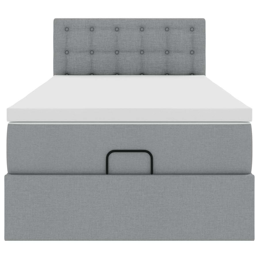 Ottoman bed met matras 90x190cm stof lichtgrijs