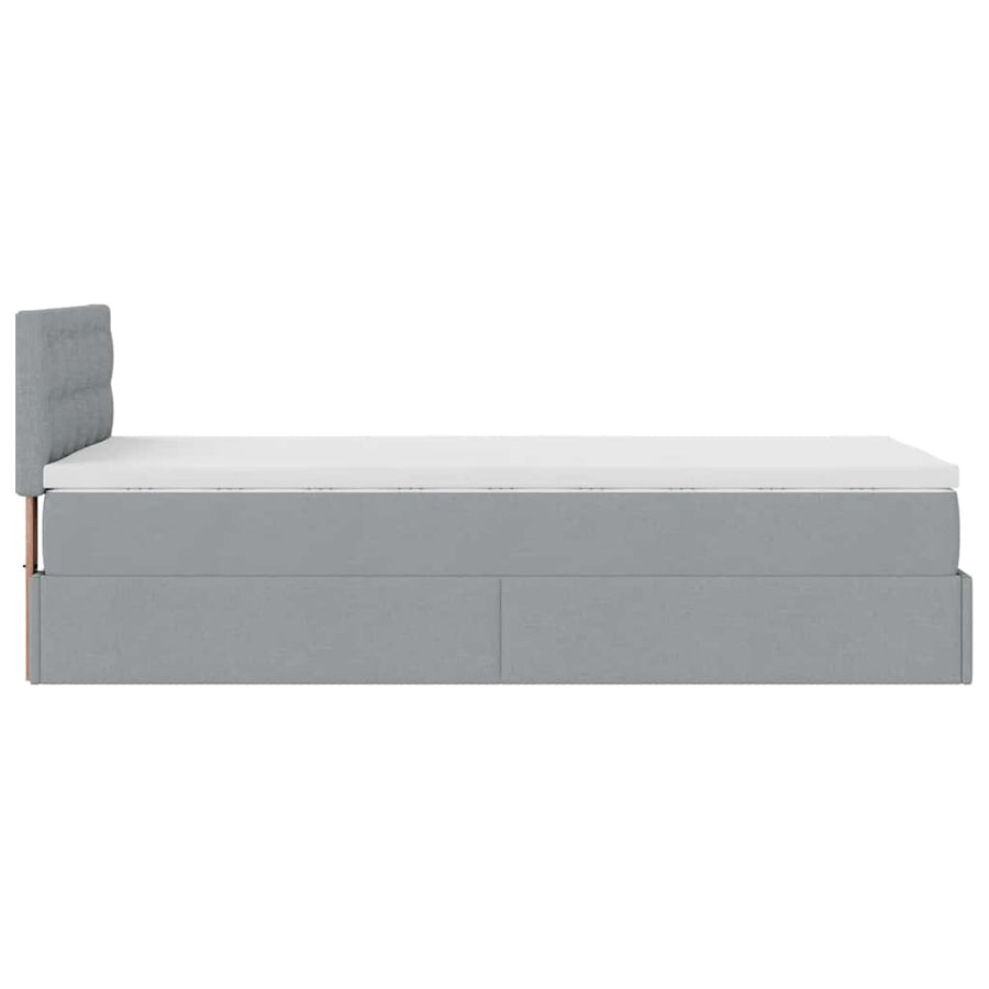 Ottoman bed met matras 90x190cm stof lichtgrijs