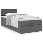 Ottoman bed with mattress 90x190cm fabric dark grey