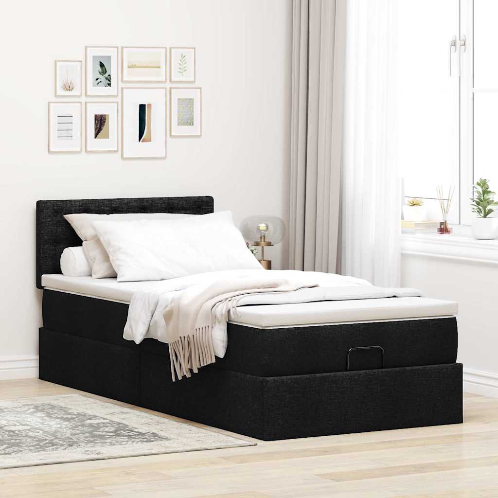 Ottoman bed met matras 90x190cm stof zwart