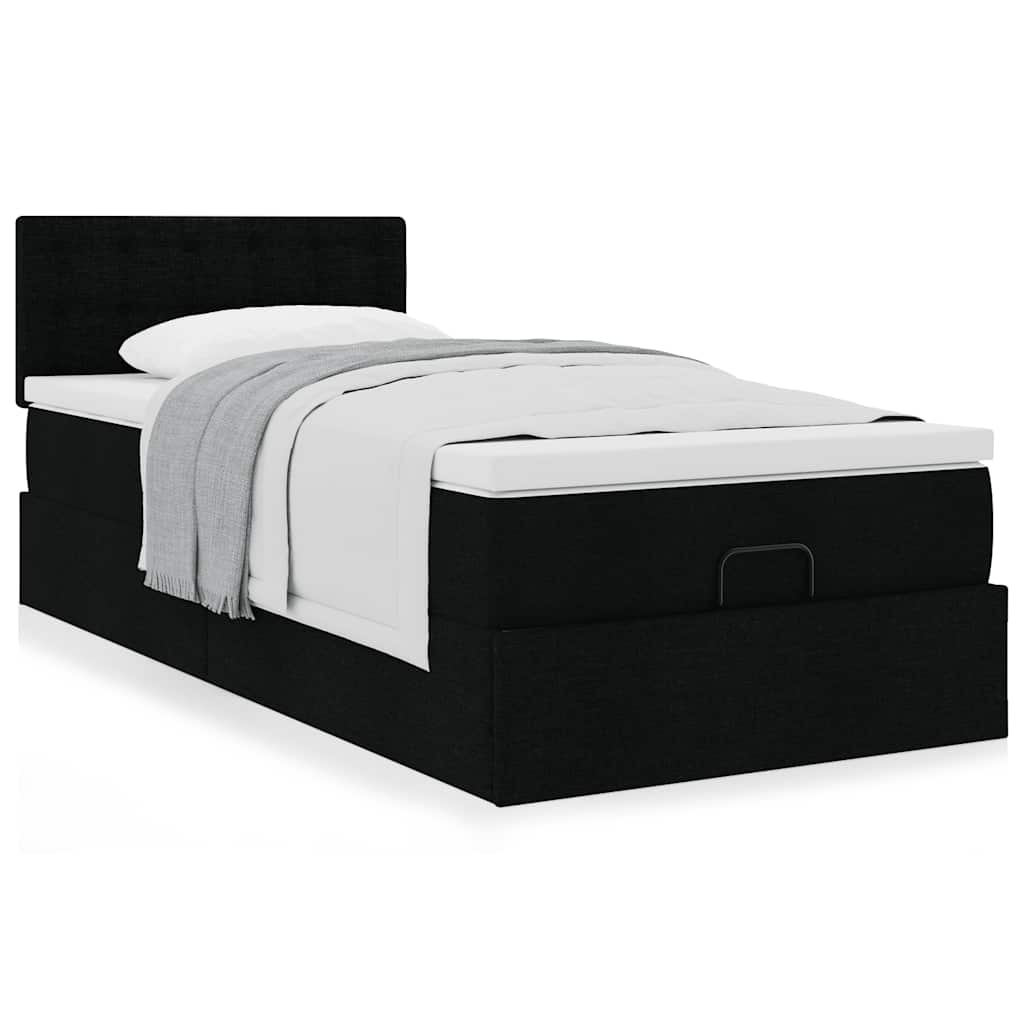 Ottoman bed met matras 90x190cm stof zwart