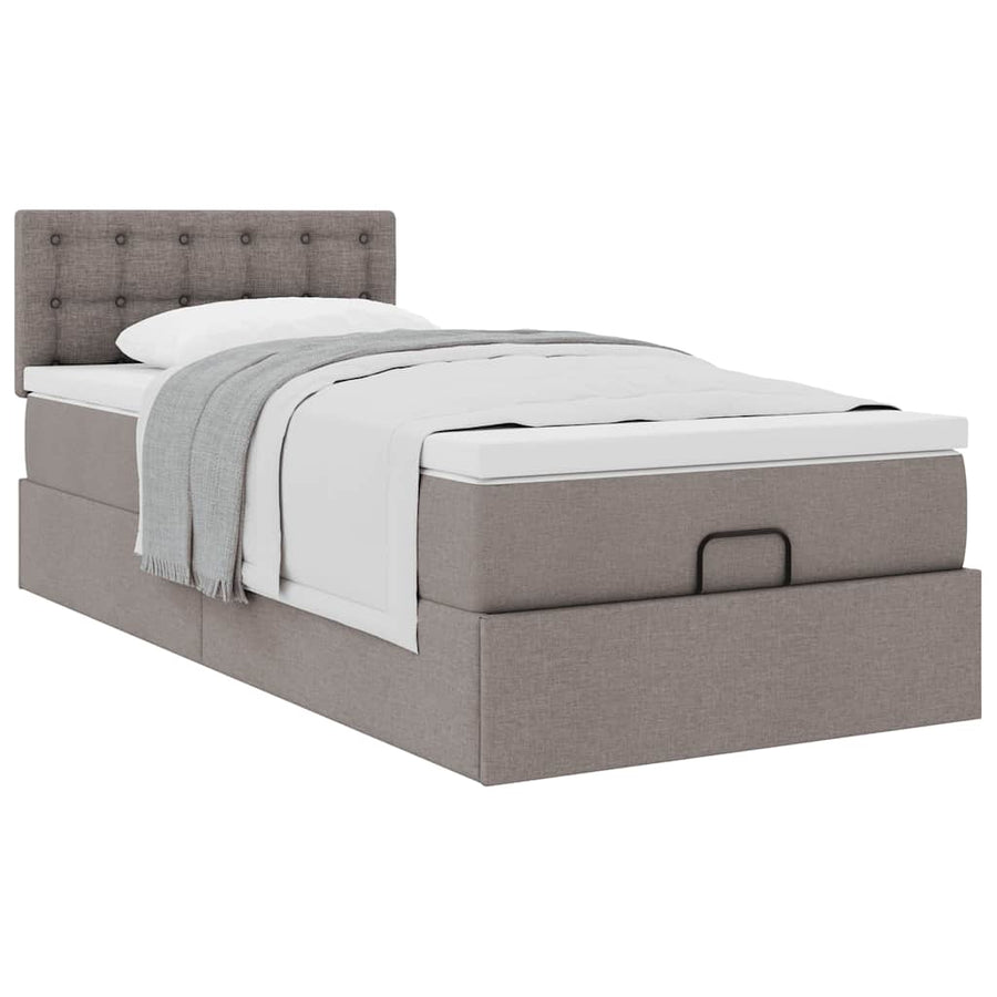 Ottoman bed met matras 90x190cm stof taupe
