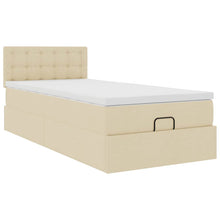 Ottoman bed met matras 90x190cm stof crèmekleurig