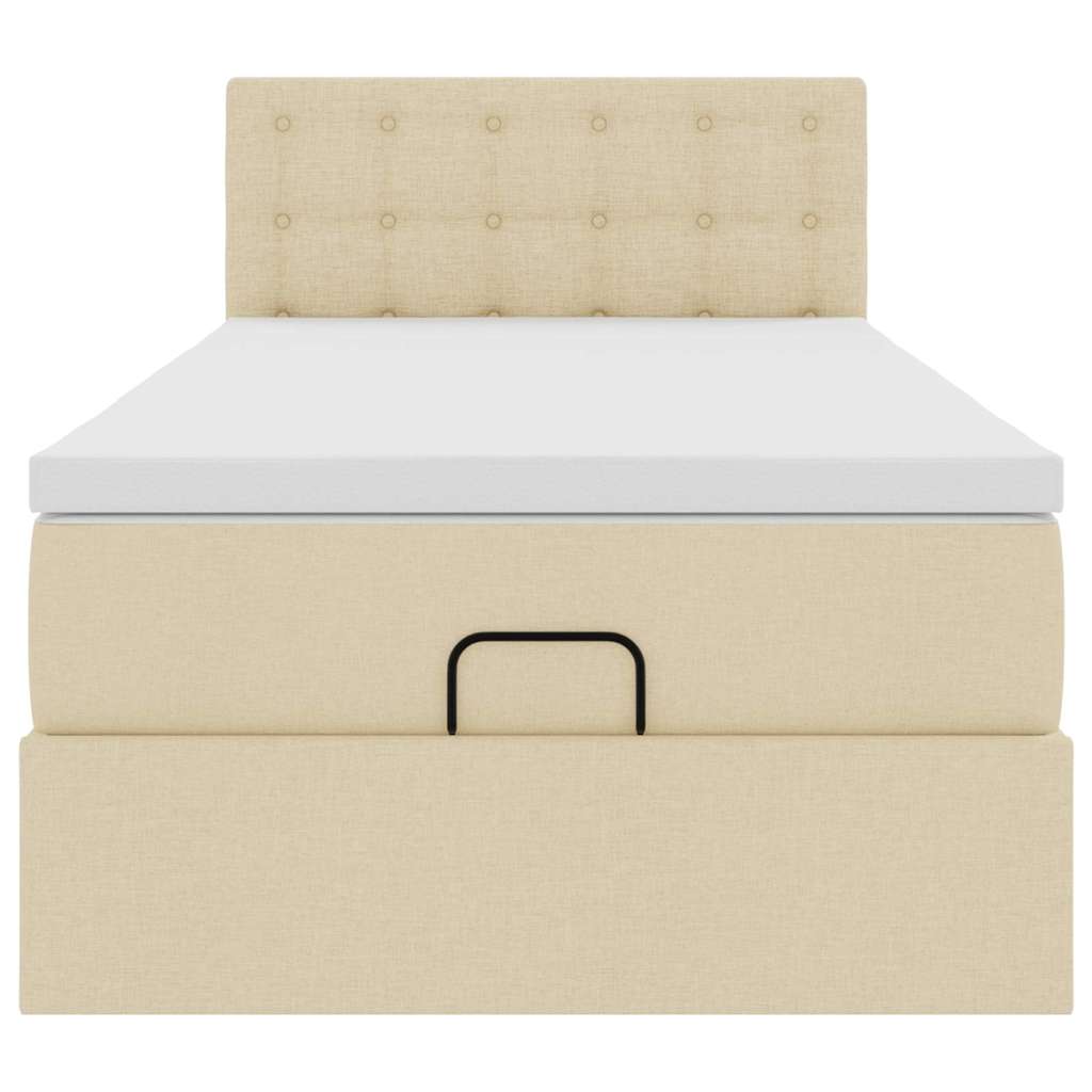 Ottoman bed met matras 90x190cm stof crèmekleurig