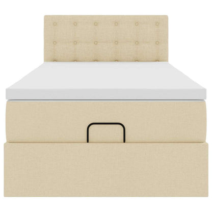 Ottoman bed met matras 90x190cm stof crèmekleurig