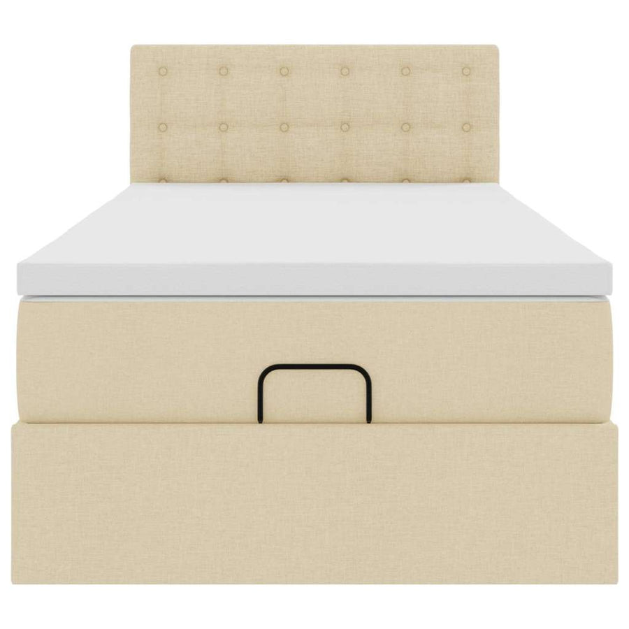 Ottoman bed met matras 90x190cm stof crèmekleurig