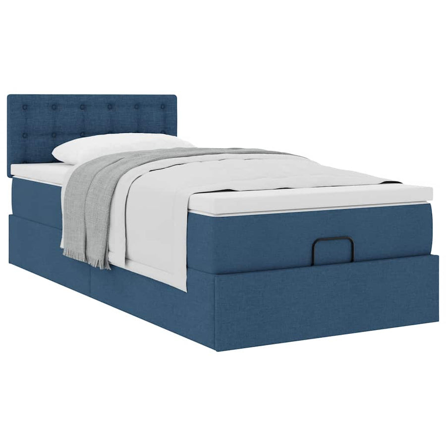 Ottoman bed met matras 90x190cm stof blauw