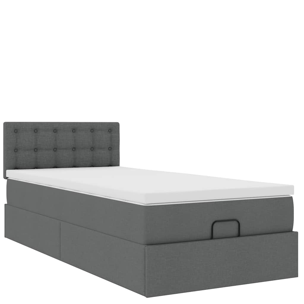 Ottoman bed met matras 90x200cm stof donkergrijs