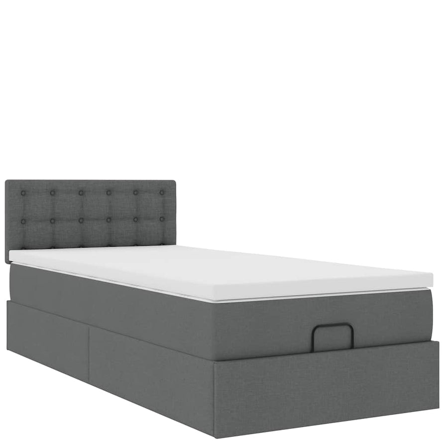 Ottoman bed met matras 90x200cm stof donkergrijs