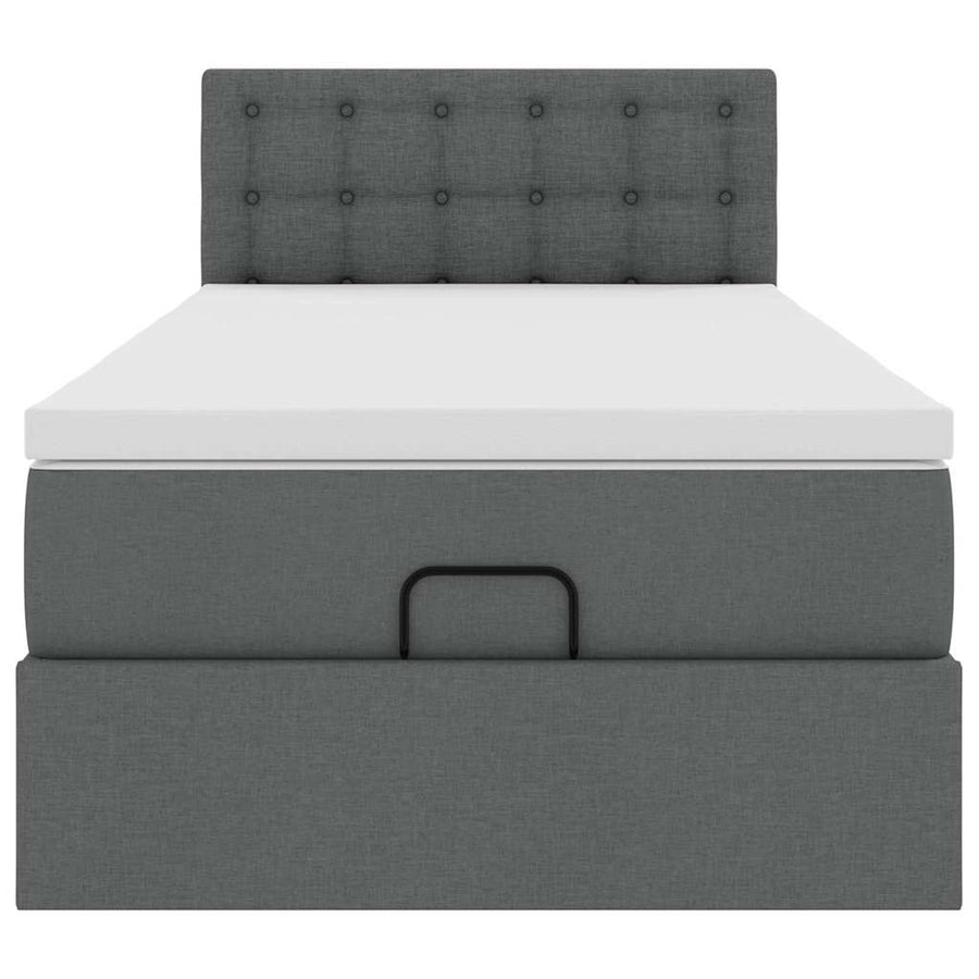 Ottoman bed met matras 90x200cm stof donkergrijs