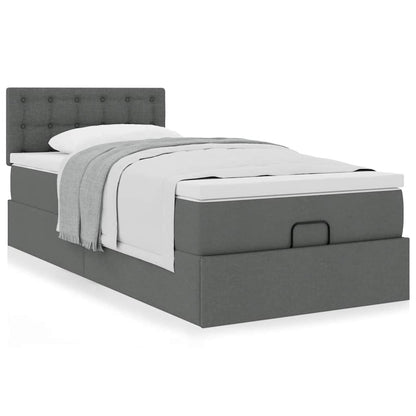Ottoman bed met matras 90x200cm stof donkergrijs