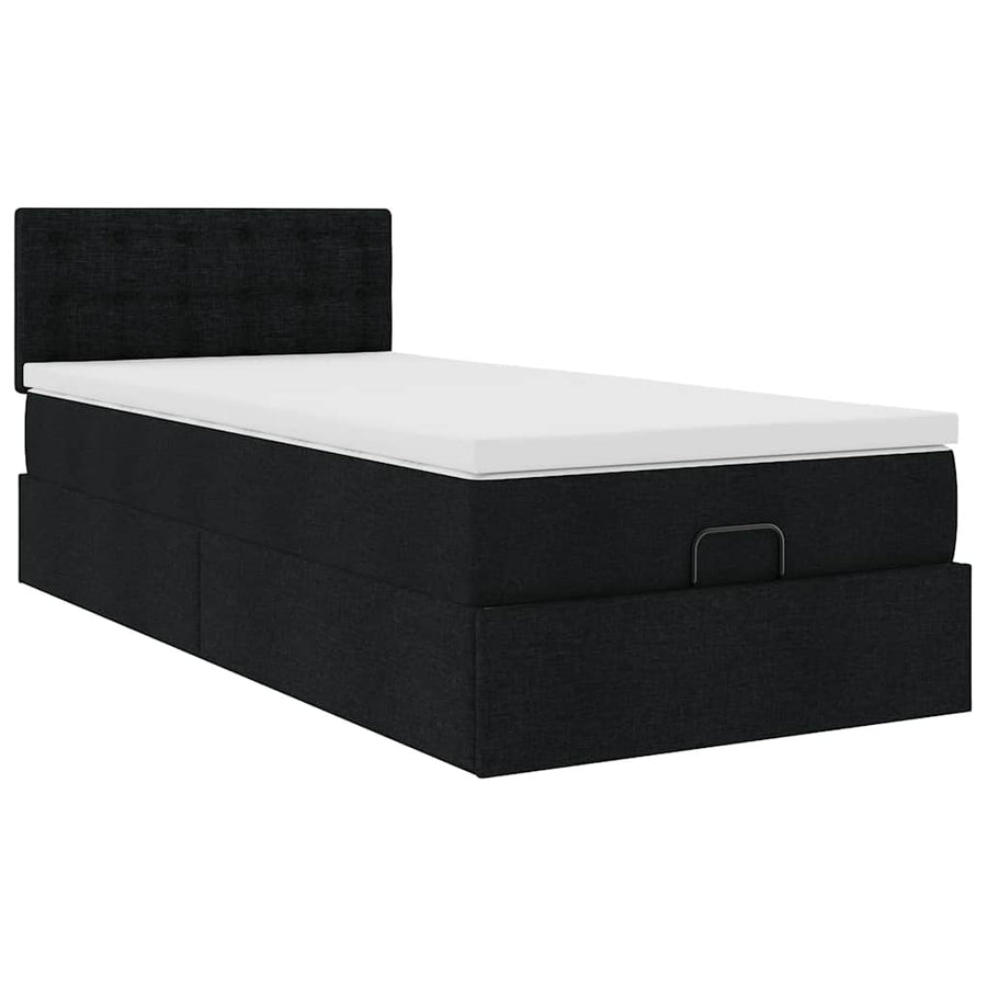 Ottoman bed met matras 90x200cm stof zwart