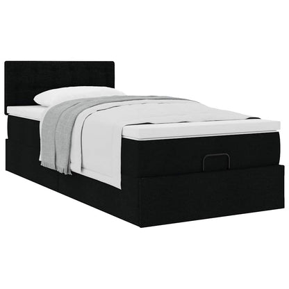 Ottoman bed met matras 90x200cm stof zwart