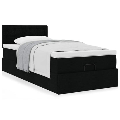 Ottoman bed met matras 90x200cm stof zwart