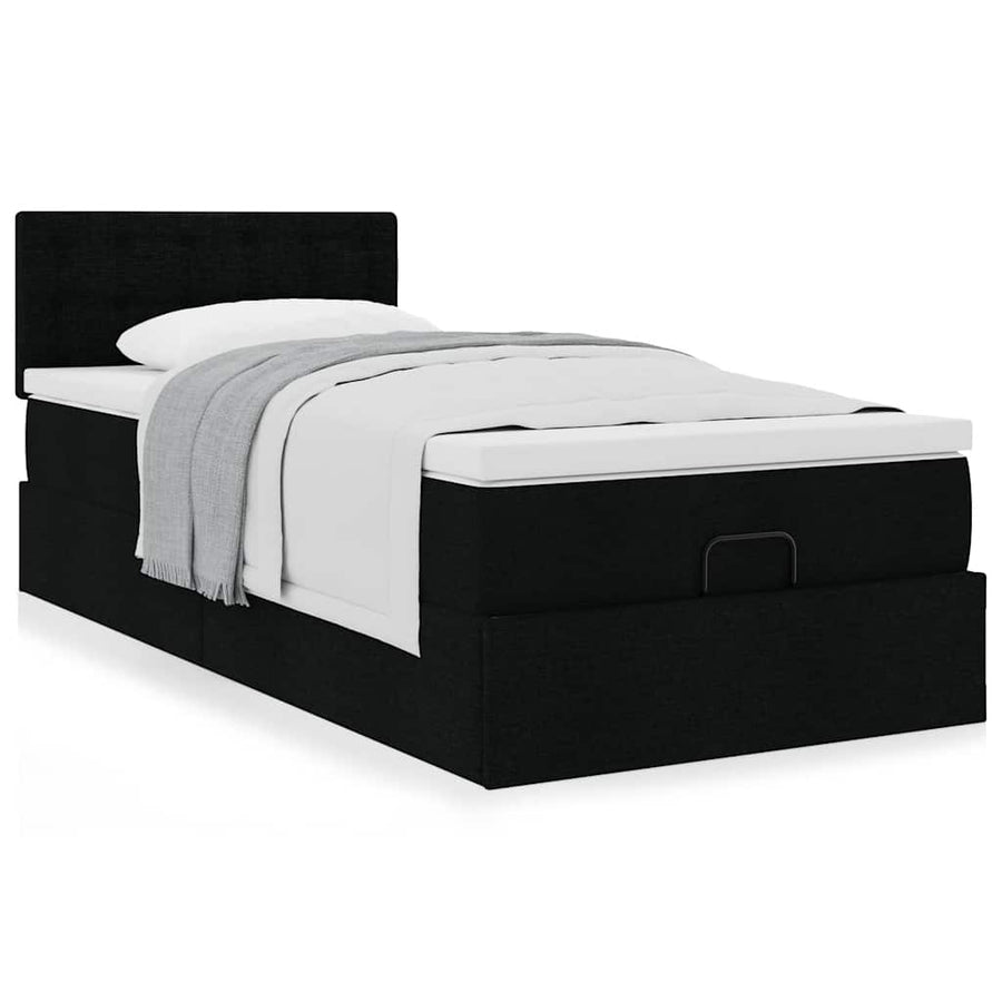 Ottoman bed met matras 90x200cm stof zwart