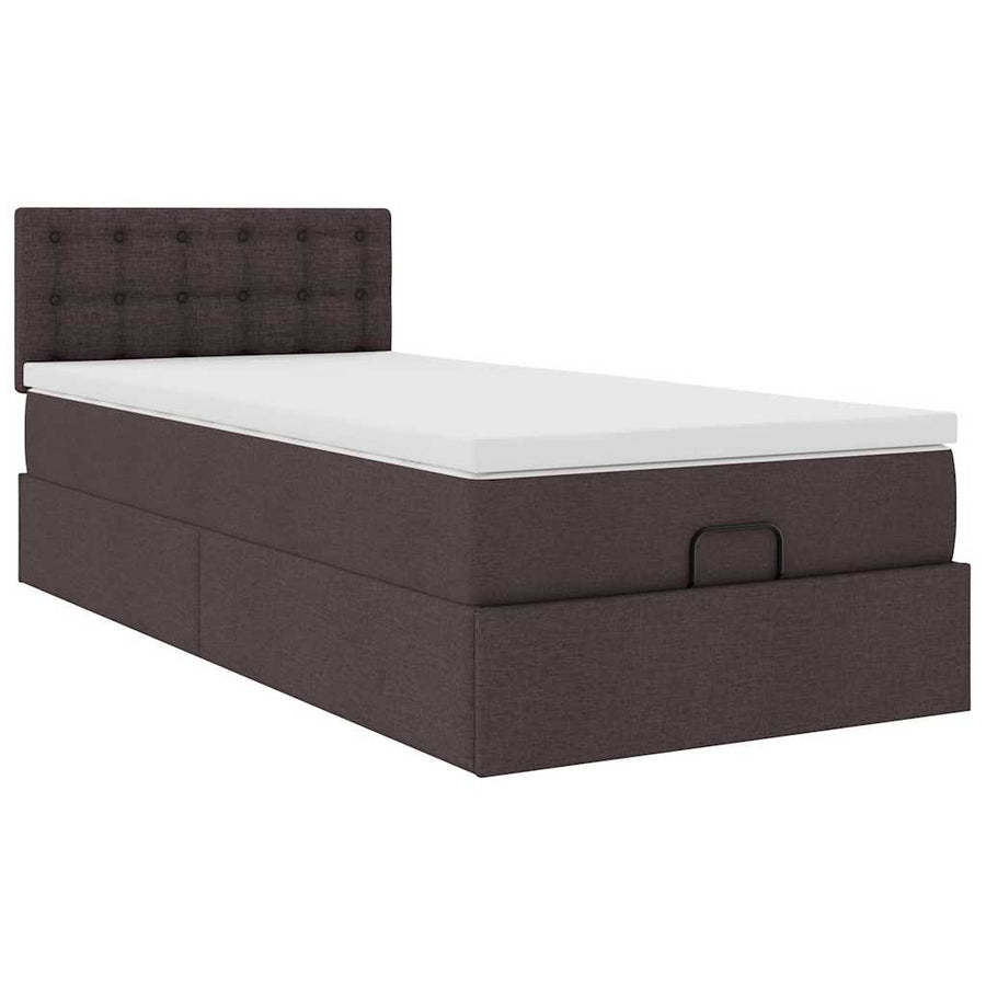 Ottoman bed met matras 90x200cm stof donkerbruin
