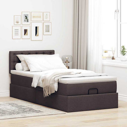 Ottoman bed met matras 90x200cm stof donkerbruin