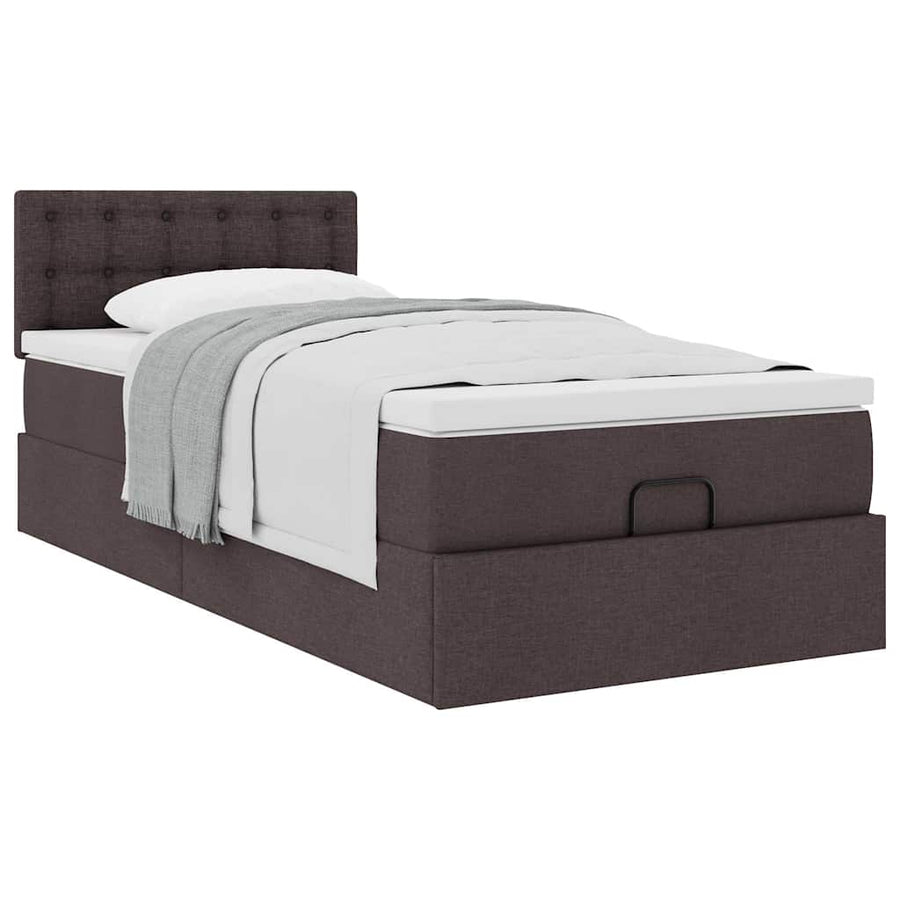 Ottoman bed met matras 90x200cm stof donkerbruin