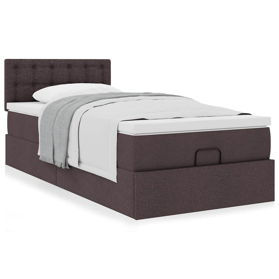 Ottoman bed met matras 90x200cm stof donkerbruin
