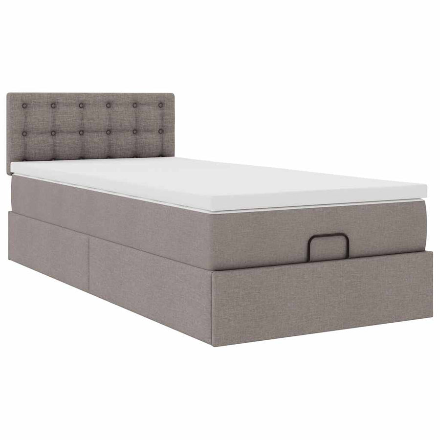 Ottoman bed met matras 90x200cm stof taupe