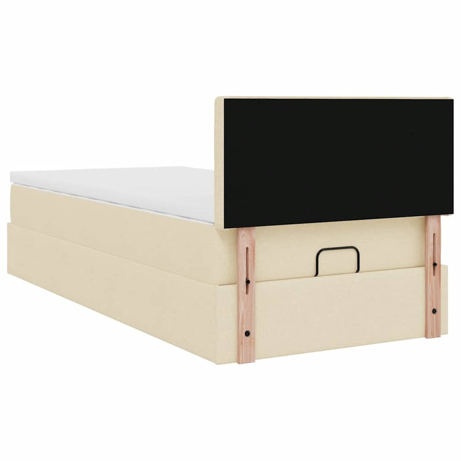 Ottoman bed met matras 90x200cm stof crèmekleurig