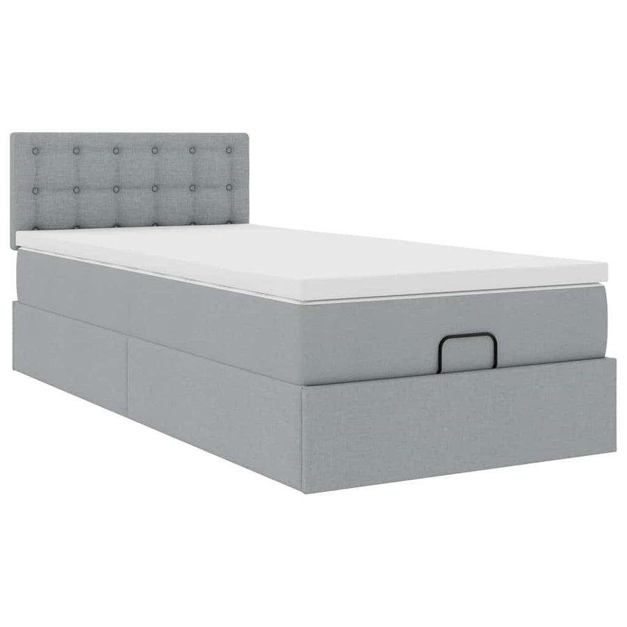 Ottoman bed met matras 100x200cm stof lichtgrijs