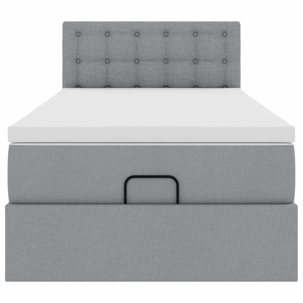 Ottoman bed met matras 100x200cm stof lichtgrijs