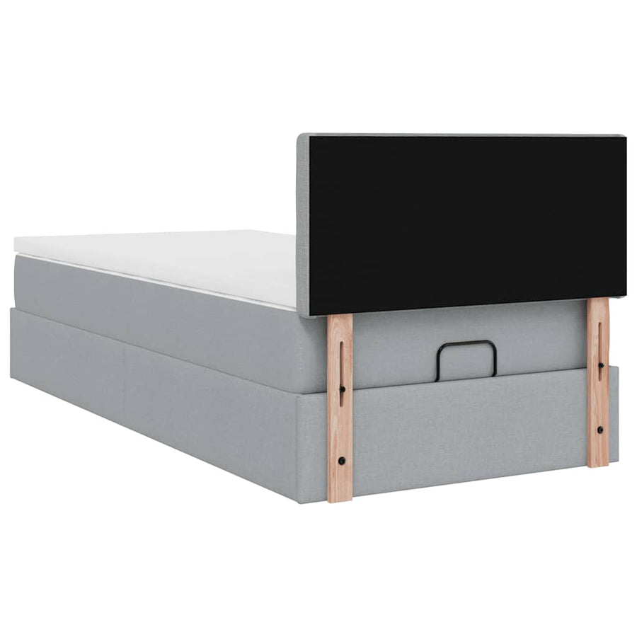 Ottoman bed met matras 100x200cm stof lichtgrijs