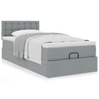 Bed with mattress 100x200 cm fabric light grey