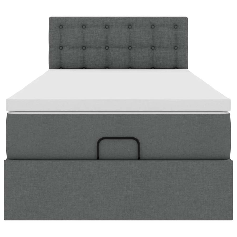 Ottoman bed met matras 100x200cm stof donkergrijs