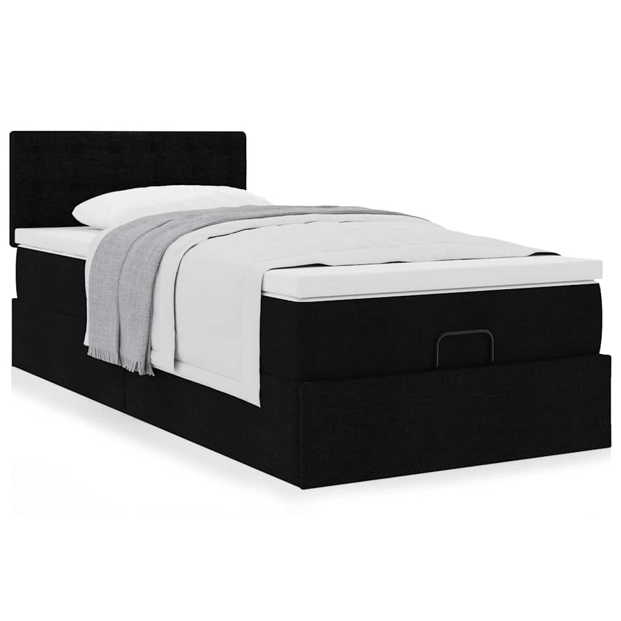 Ottoman bed met matras 100x200cm stof zwart