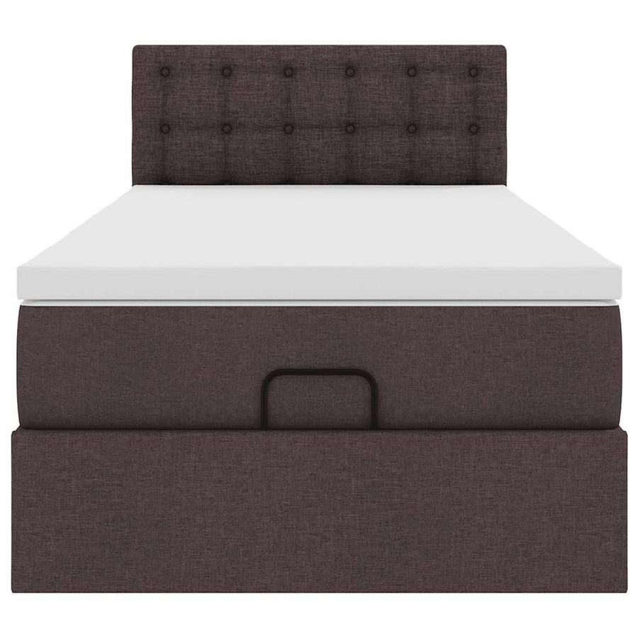 Ottoman bed met matras 100x200cm stof donkerbruin