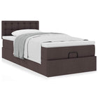Bed with mattress 100x200 cm fabric dark brown