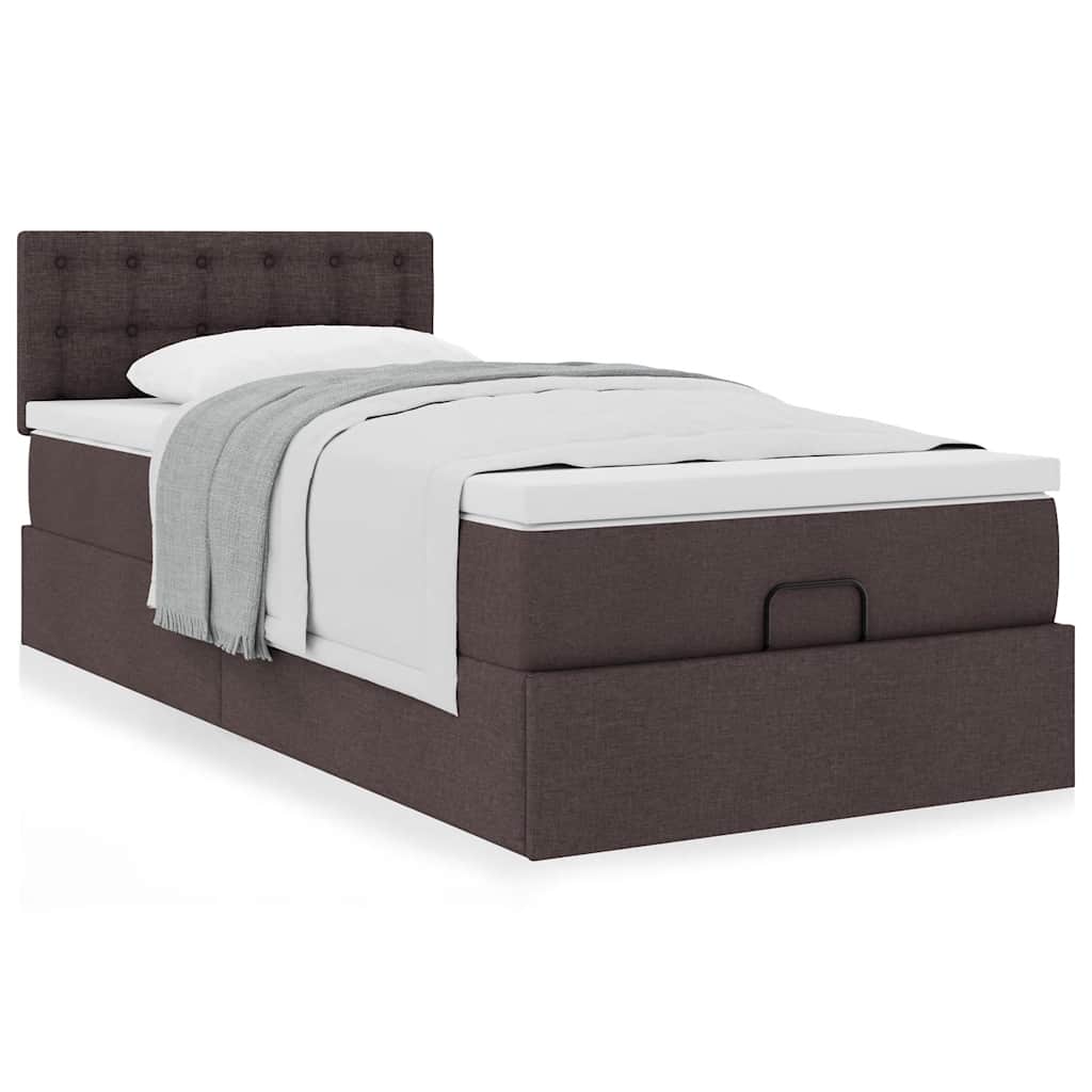 Ottoman bed met matras 100x200cm stof donkerbruin