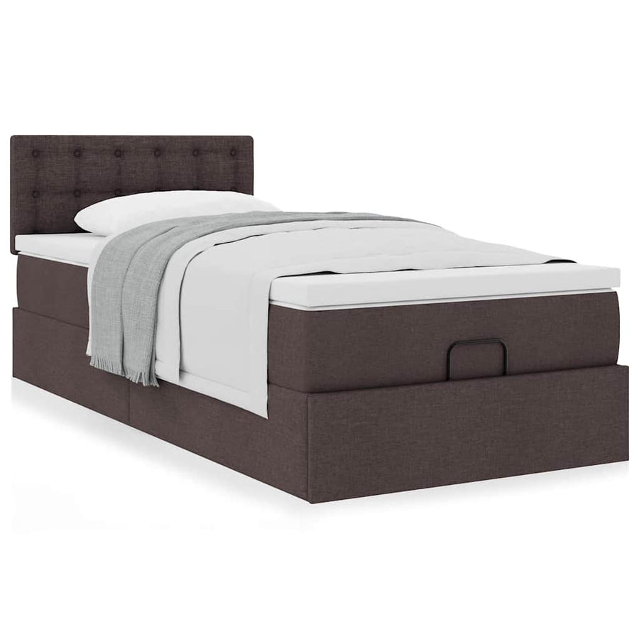 Ottoman bed met matras 100x200cm stof donkerbruin