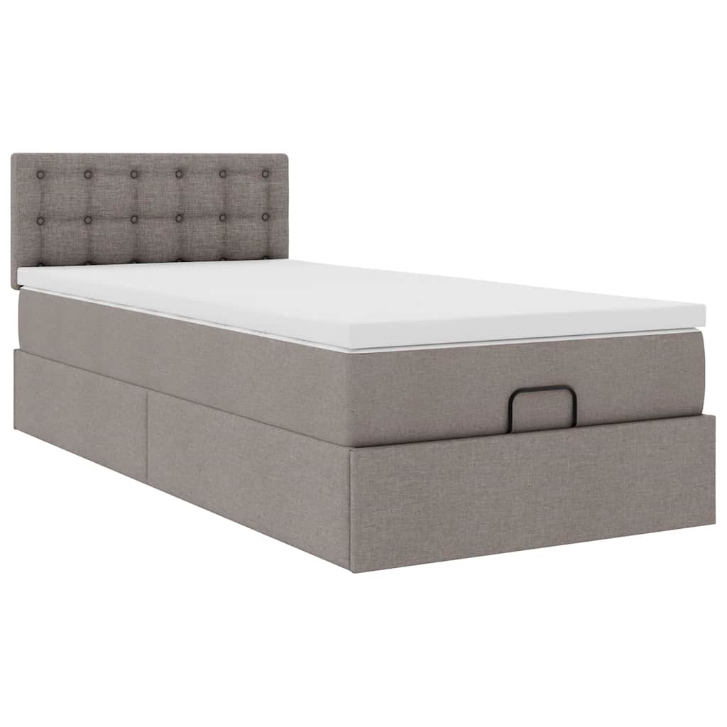 Ottoman bed met matras 100x200cm stof taupe