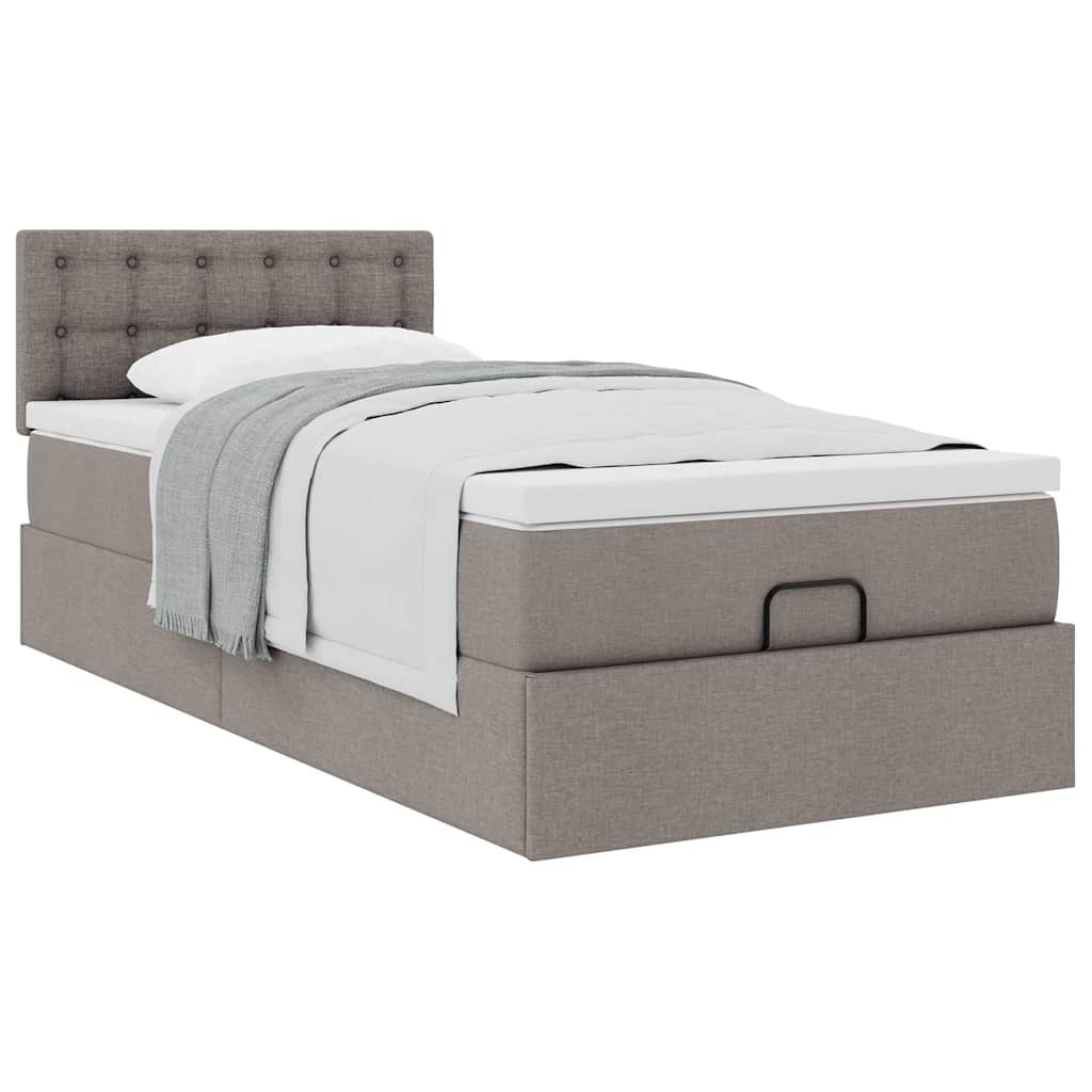 Ottoman bed met matras 100x200cm stof taupe