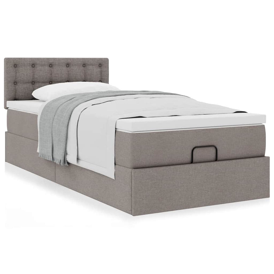Ottoman bed met matras 100x200cm stof taupe